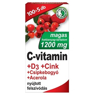 Dr. Chen C-vitamin 1200mg + D3+Cink+Csipkebogyó+Acerola RETARD tabletta – 105db