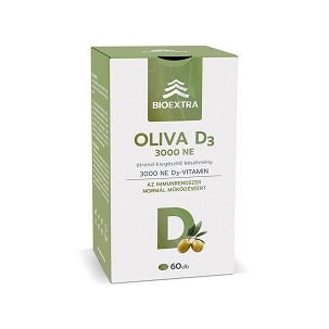 Bioextra Oliva D3 3000 NE 60 dbOlívaolajban oldott D3-vitamin tartalmú étrend-kiegészítő lágyzselatin kapszula 60 db